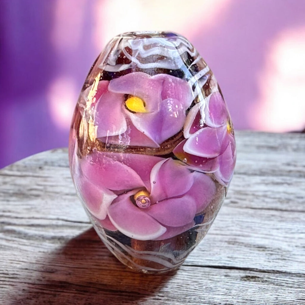 floral lampwork bead