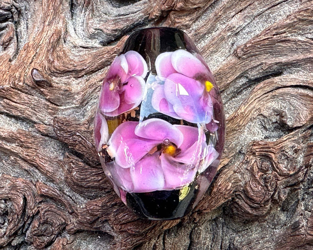 floral lampwork bead