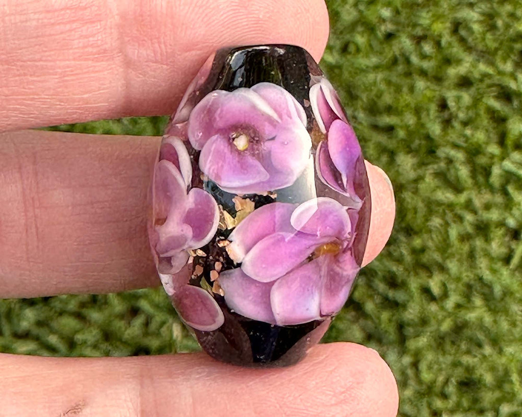 floral lampwork bead