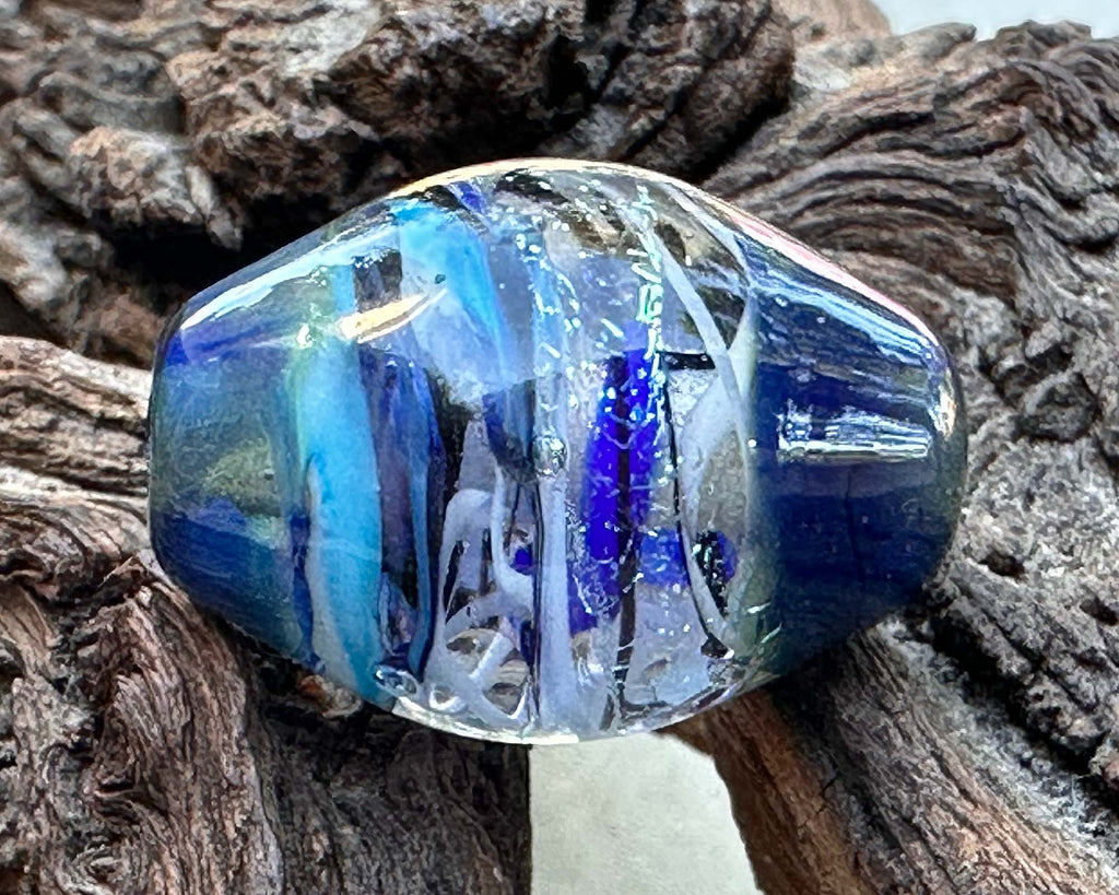 blue lampwork bead