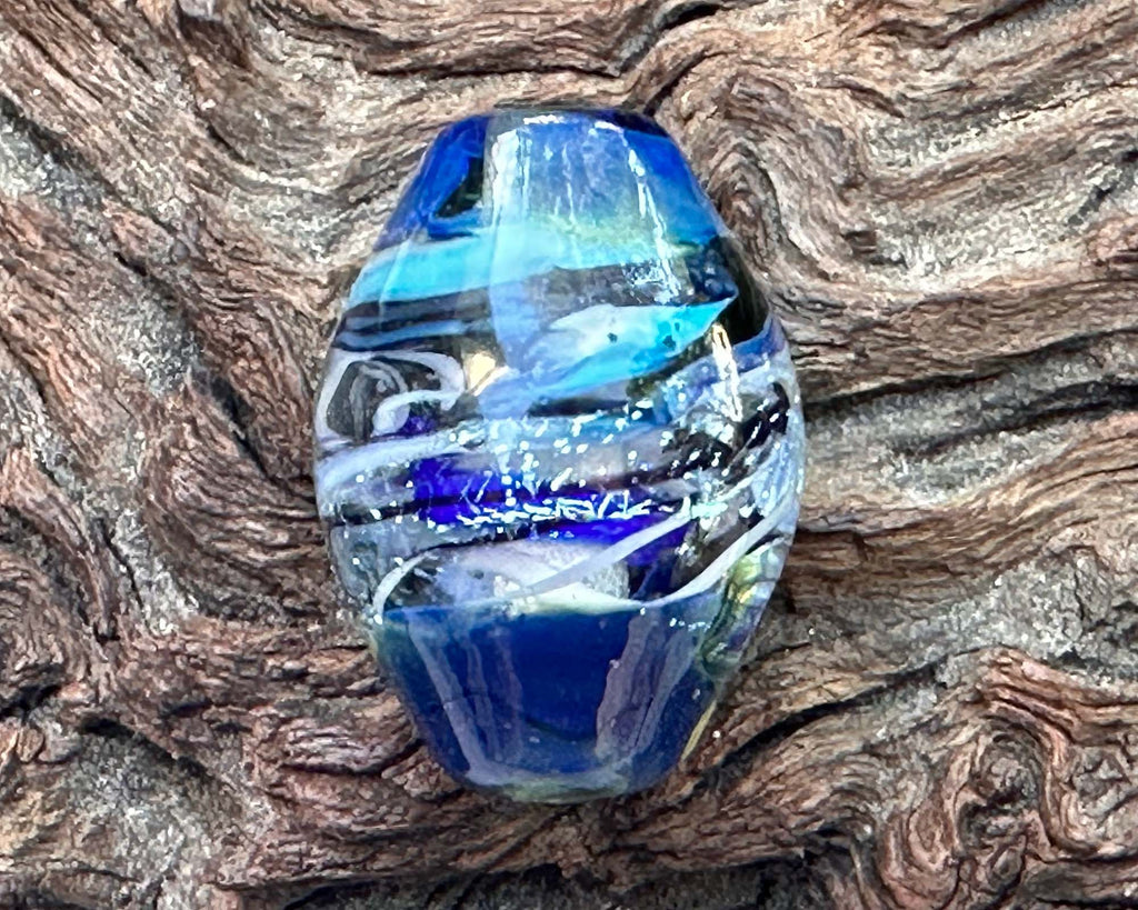 blue lampwork bead