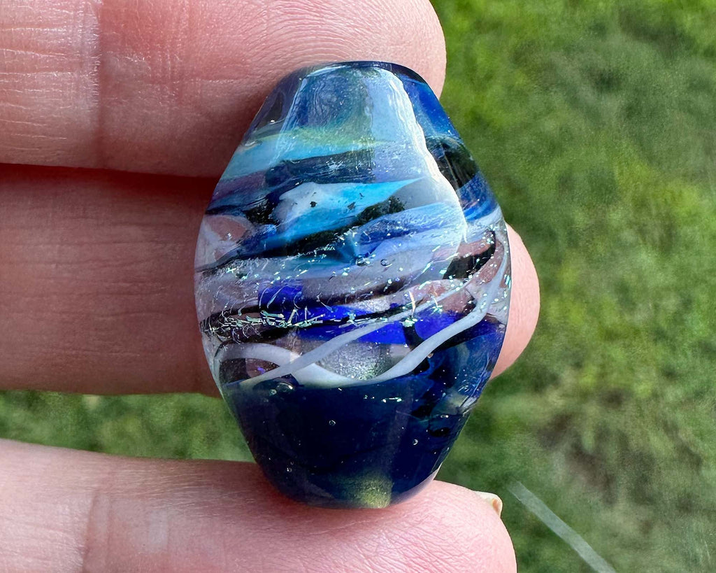 blue lampwork bead