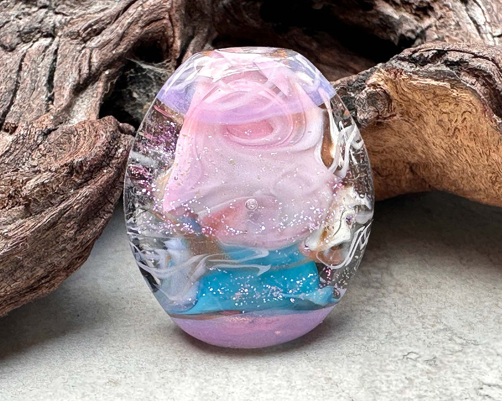 pink lampwork bead