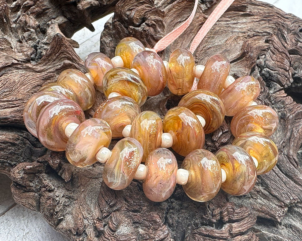 peach lampwork beads